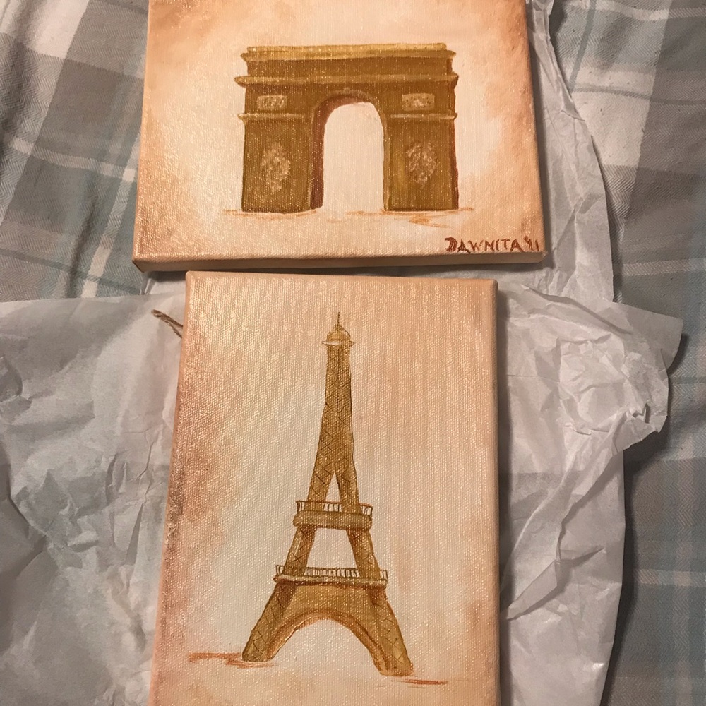 2 Paris themed oil paintings